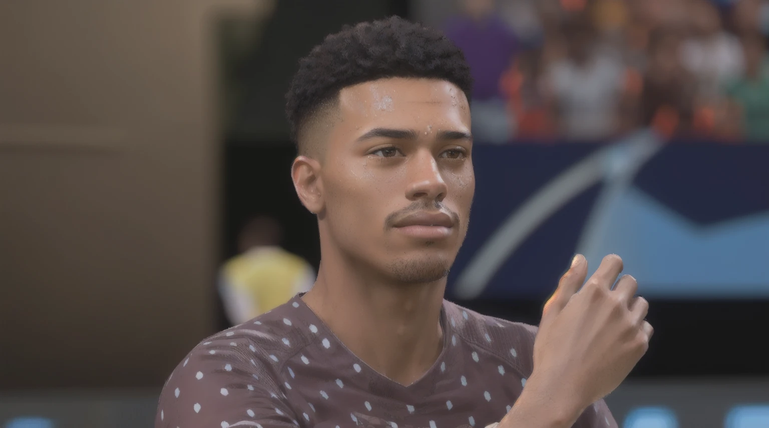 there is a man with a black hair and a brown shirt, super realistic gritty, hyper realistic content, in style of tyler mitchell, ultra detailed content : face, ultra-realistic graphics, 8k portrait render, realistic graphics, realistic skin color, 2 k aesthetic, 8k highly detailed face, with very highly detailed face, with fully detailed faces, accurate detailed face