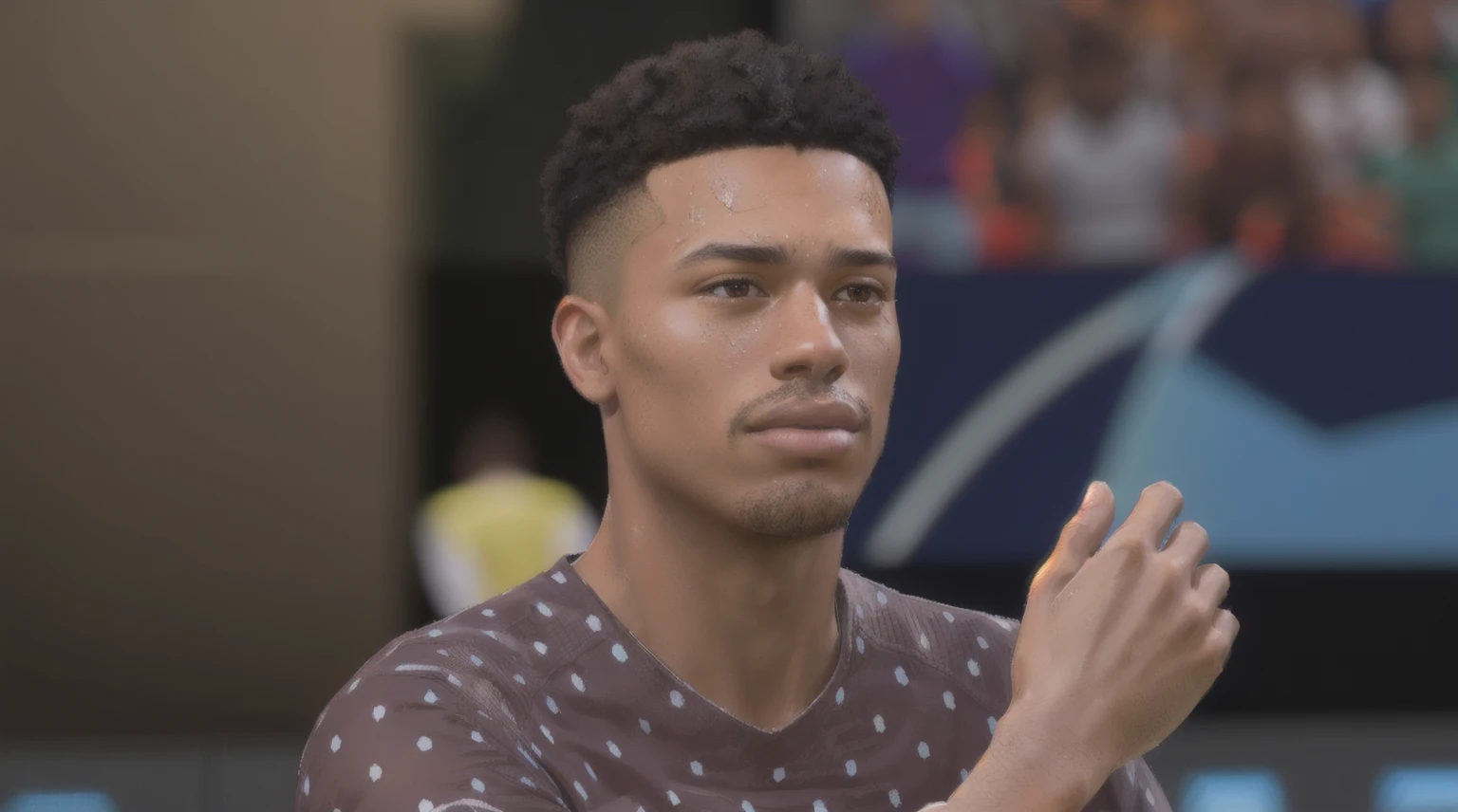 there is a man with a black hair and a brown shirt, super realistic gritty, hyper realistic content, in style of tyler mitchell, ultra detailed content : face, ultra-realistic graphics, 8k portrait render, realistic graphics, realistic skin color, 2 k aesthetic, 8k highly detailed face, with very highly detailed face, with fully detailed faces, accurate detailed face