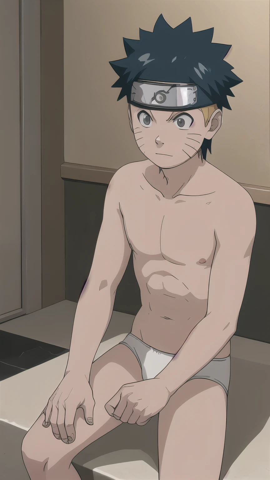 Naruto, shirtless, underpants, white briefs, bathing, bathtub, -yeld bo