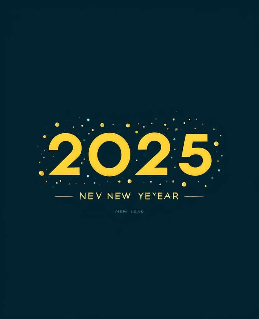 Happy New year 2025 concept simple flat design