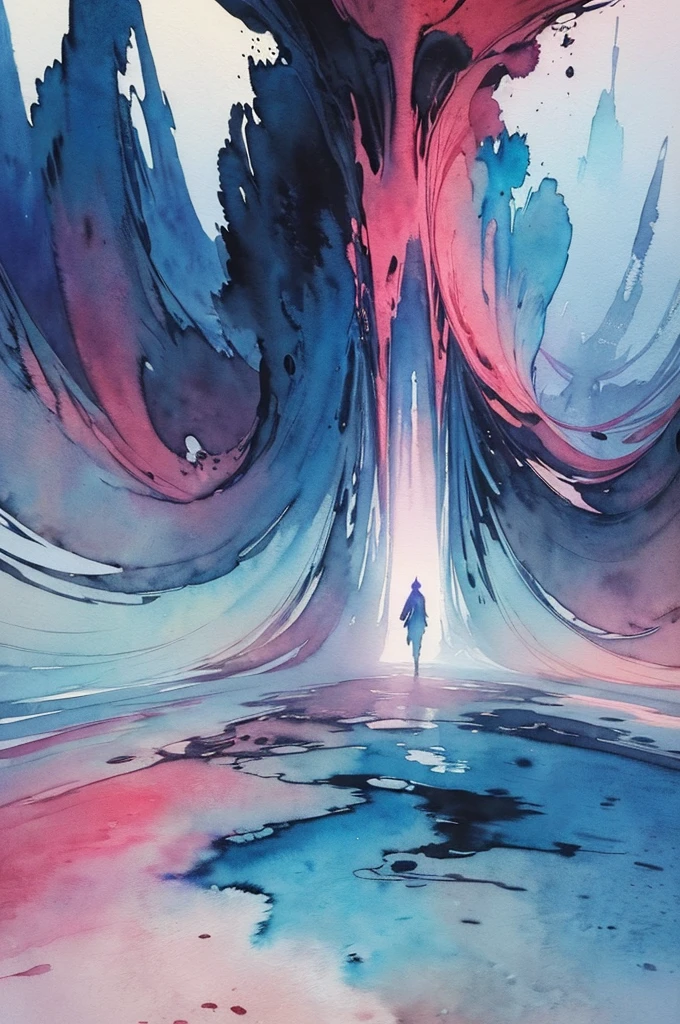 (((Ink and watercolor))),((Highest quality)), (masterpiece:1.5), (8k CG wallpaper), (A vast world of lies, False Sky, Real Girls, Abstract: 1.4),(masterpiece:1.3),(fluorescence, Complex, Surreal, Breathtakingly beautiful, can&#39;can&#39;t believe it, quiet, Tranquility),(Highest quality),(Very detailedな, High resolution, Very detailed:1.5), One Girl, Silver Hair, blue eyes, Look to the side, Cool face, kimono, temporary, Ink Painting