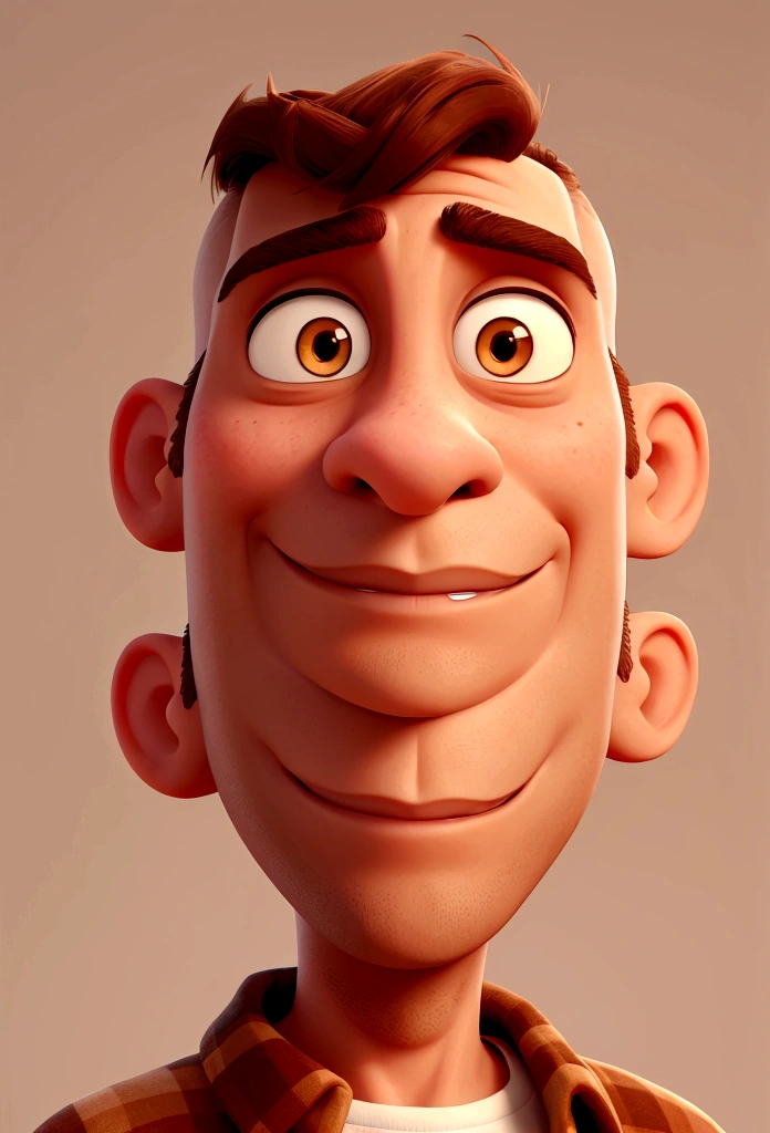 a man, middle aged, brown, hair shaved low, flat nose and thin mouth. lean. 3 fingers missing on right hand, Disney cartoon style