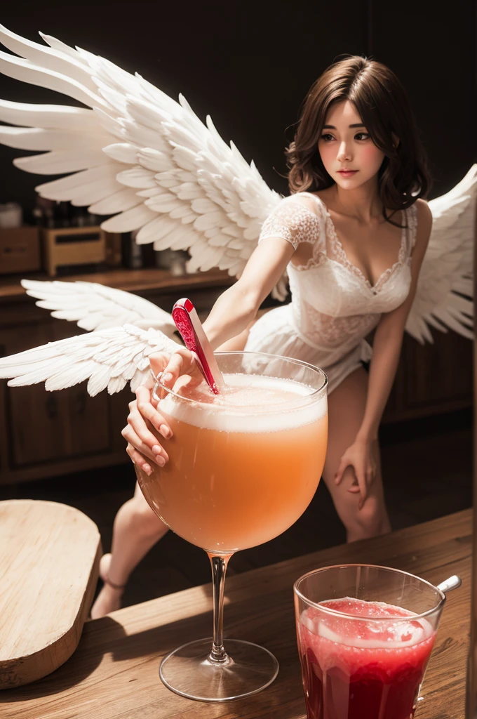 angel holding punch from a person
