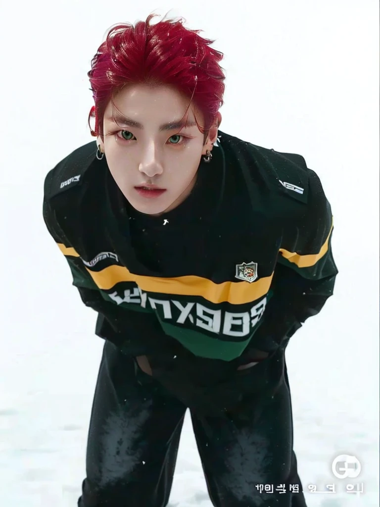 sharpened man in black and green hockey uniform posing for a photo, Jinyoung Shin, hyung tae, cai xukun, Hong Jun Hyung, Kim Doyoung, hyung tae kim, jung jaehyun, Tae June Kim, korean KPOP Star, officer, Shin Jeongho, Retrato de Jossi do Blackpink, Hsiao-ron, KPOP Star,Jeon jungkook, jungkook from bts