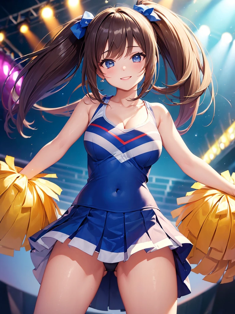 (masterpiece:1.5),(Beat quality),(high res),1girl solo,beautiful face,smile(shining eyes),light effects,Cheerleader,The background is a park