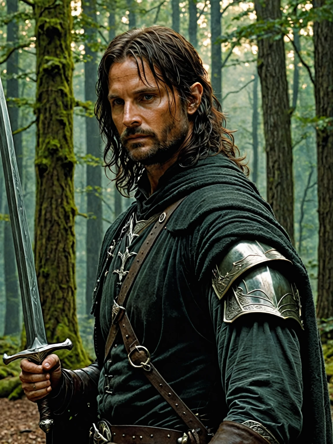 aragorn from the lords of the rings in the woods