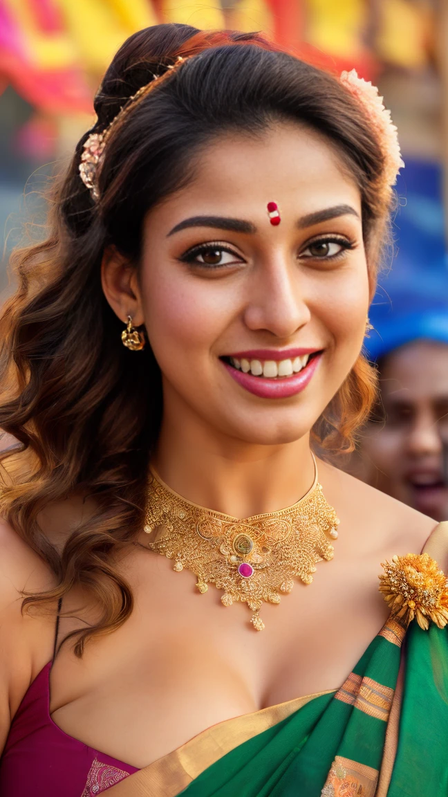 Outdoor image of 21yo in school school photo in school masterpiece, (photorealistic:1.7), best quality, beautiful lighting, Eleanor Latino Woman 20yo Old Big Breasts Plus Size Model random colour beautiful eyes extremely high Bun long extreme curly hair Lifts wearing Indian flowers ethnic enegance princess transparentsalwar kameez. Flowers on hair (Persian princess)),off shoulder ,bra, big wearing flower tiara on the head,from top view, (selfie), extreme close up photo of curvy Latina indian, hourglass figure, swooping breasts, sexy armpits, seducing on mountains, French braid hair, necklace, sultry, winking at viewer annoyingly, reddish pink lace bra and saree, night, (cinematic:1.3), intricate details, (Art Station:1.2),Tamil pretty girl, ultra realistic skin (best picture quality,4k,8k,high-definition,masterpiece:1.2),Ultra-detailed,(lifelike,lifelike,lifelike:1.37)。Indian festivaledium size breast, visible cleavage, indian traditional dress, visible cleavage, paint festival,holi paint:1.37.beautiful Indian girl,Colorful paint on face,Holi festival, brown eyes,exquisite gold jewelry,happy,long wavy brown hairs, hapiness,Contagious smile,Colorful indian saree costumes,colored nails,Holi paint on body,Splashes of colorful paint at events,holi celebration background,Color spray painting,Energetic movement,Dynamic and powerful abstract art,rich colors,propylene,Vivid rainbow hues,hapiness lively atmosphere,bright orange,Pink,Whimsical and dreamy,Spontaneous splashing,bold color contrast。hair bun