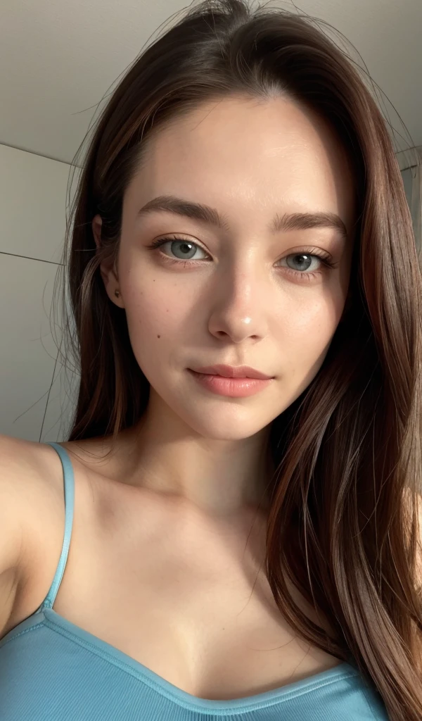 Close-up of a woman wearing a blue bra top taking a photo, Portrait of Sophie Mudd, 18-year-old, 非常にBeautiful Face, 2 4-year-old female model, Young woman taking a selfie, Very cute face, 19-year-old girl, Gorgeous young model, Gorgeous and attractive face, Perfect Face ), Very cute model, Beautiful Face