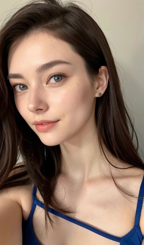 Close-up of a woman wearing a blue bra top taking a photo, Portrait of Sophie Mudd, 18-year-old, 非常にBeautiful Face, 2 4-year-old female model, Young woman taking a selfie, Very cute face, 19-year-old girl, Gorgeous young model, Gorgeous and attractive face, Perfect Face ), Very cute model, Beautiful Face