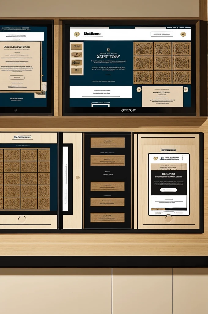 Design a 4-sided screen, with a Britteton-type decoration style in soft tones but that look striking on a face that says group teaching, and the others that are empty
