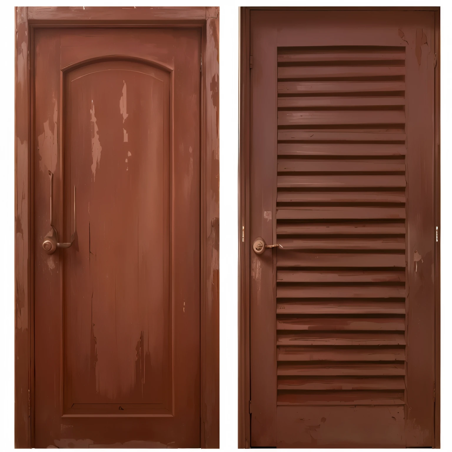 Two old white dilapidated doors