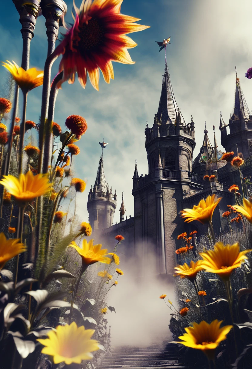 A flower by Casey Weldon, Olga Kvasha, Miho Hirano, hyperdetailed intricately detailed gothic art trending on Artstation triadic colors Unreal Engine 5 detailed matte painting, deep color, fantastical, intricate detail, splash screen, complementary colors, fantasy concept art, 8k resolution, gothic deviantart masterpiece, (dark shot:0.9), art by greg rutkowski and artgerm, soft cinematic light, adobe lightroom, photolab, hdr, intricate, highly detailed,  poppy
