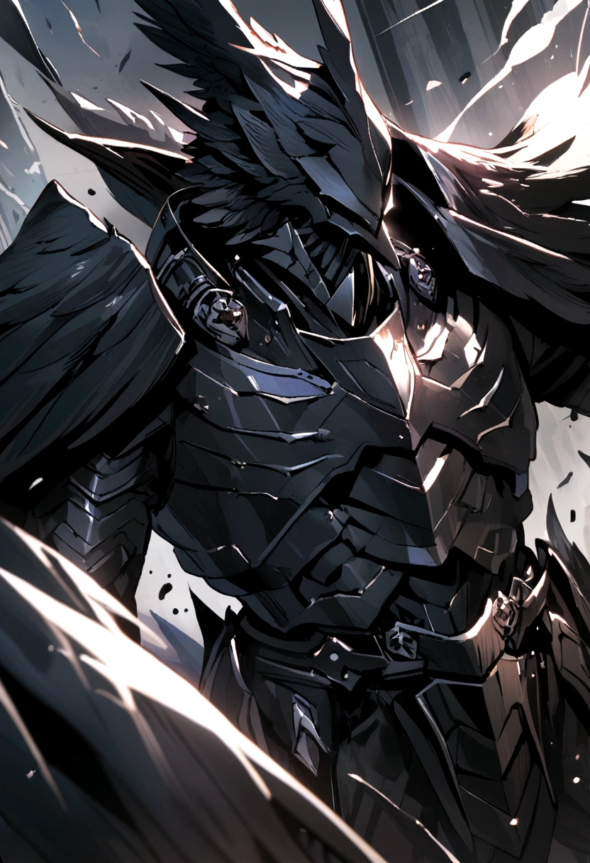 Man in black armor with black wing
