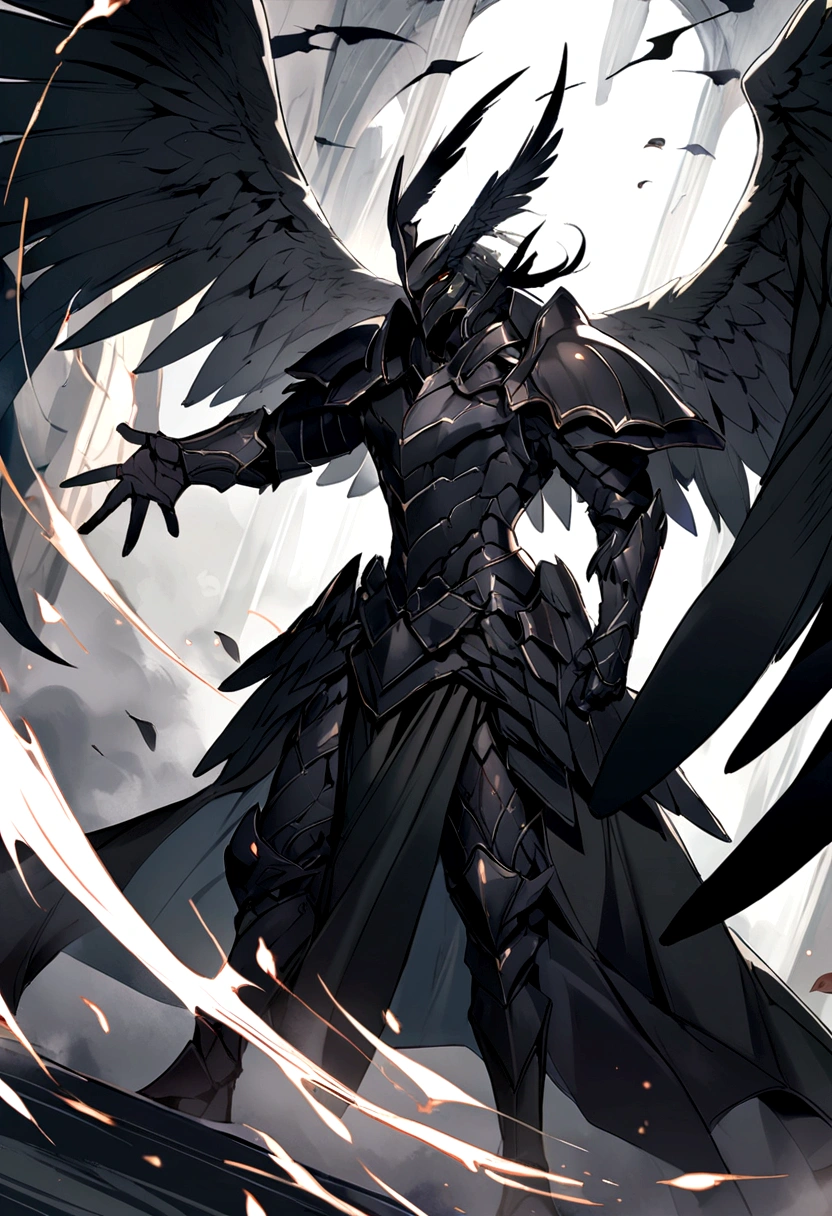 Man in black armor with black wing