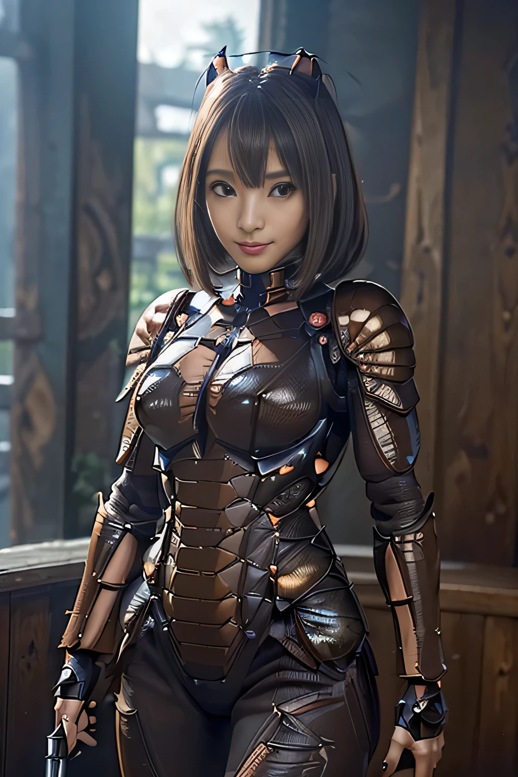 (high resolution,masterpiece,best quality,extremely detailed CG, anime, official art:1.4), realistic, photo, amazing fine details, all intricate, gloss and shiny,awesome many layers, 8k wall paper, 3d, sketch, kawaii, illustration,( solo:1.4), perfect female proportion,villainess, (fusion of dark brown cockroach and lady:1.4), (brown cockroach form lady:1.2), (brown cockroach lady:1.2), (fusion:1.2), (solo:1.4), (evil smile:1.2), muscular, abs, (cockroach brown exoskeleton bio insect suit:1.4), (cockroach brown exoskeleton bio insect armor:1.2), (brown transparency cockroach wing:1.4), (brown cockroach antennae:1.3),