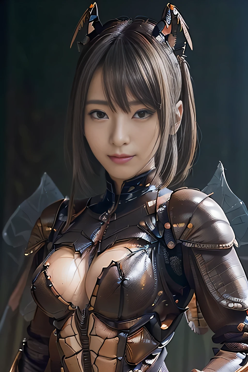 (high resolution,masterpiece,best quality,extremely detailed CG, anime, official art:1.4), realistic, photo, amazing fine details, all intricate, gloss and shiny,awesome many layers, 8k wall paper, 3d, sketch, kawaii, illustration,( solo:1.4), perfect female proportion,villainess, (fusion of dark brown cockroach and lady:1.4), (brown cockroach form lady:1.2), (brown cockroach lady:1.2), (fusion:1.2), (solo:1.4), (evil smile:1.2), muscular, abs, (cockroach brown exoskeleton bio insect suit:1.4), (cockroach brown exoskeleton bio insect armor:1.2), (brown transparency cockroach wing:1.4), (brown cockroach antennae:1.3),