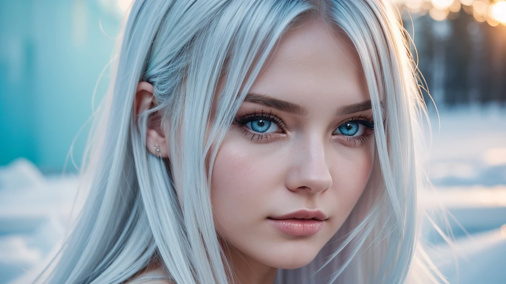 fotografiagrafia crua, ultra-detalhado fotografiarrealista, hiper-realista, anatomic, elegante, Estilo HR Giger, Estilo Joe Benitez, 8k, melhor qualidade, obra prima, extremamente delicado e lindo, extremamente detalhado, (realista, fotografiarrealista:1.37), incrivelmente absurdos, His posture is confident and determined, reflecting the courage and determination that make her such a captivating character. analogue style, Modelo estilo de tiro, Retrato RAW de 1girl, pele clara, white hair, cabelos brancos longos, skinny girl, slender girl, small breats, athletic, defined muscles, white cotton t-shirt, foco no rosto, ((beautiful face: 1.7, rosto perfeito:1.3)), (de cima:1.2), maquiagem escura sobre os olhos, red-lips, olhos realistas, olhos azuis, blue irises, a faint enigmatic smile, dedos realisticos, 5 dedos, melhor qualidade, epics (fotografia, Sony A7, 50 millimeters, Casais:1.5, cores, hiperdetalhado:1.5, filmic grain:1.4, hiper-realista: 1.5), textura realista hiper-realista, master part, Motor Unreal 5, extremamente detalhado CG unidade 8k papel de parede, Foto loucamente detalhada.