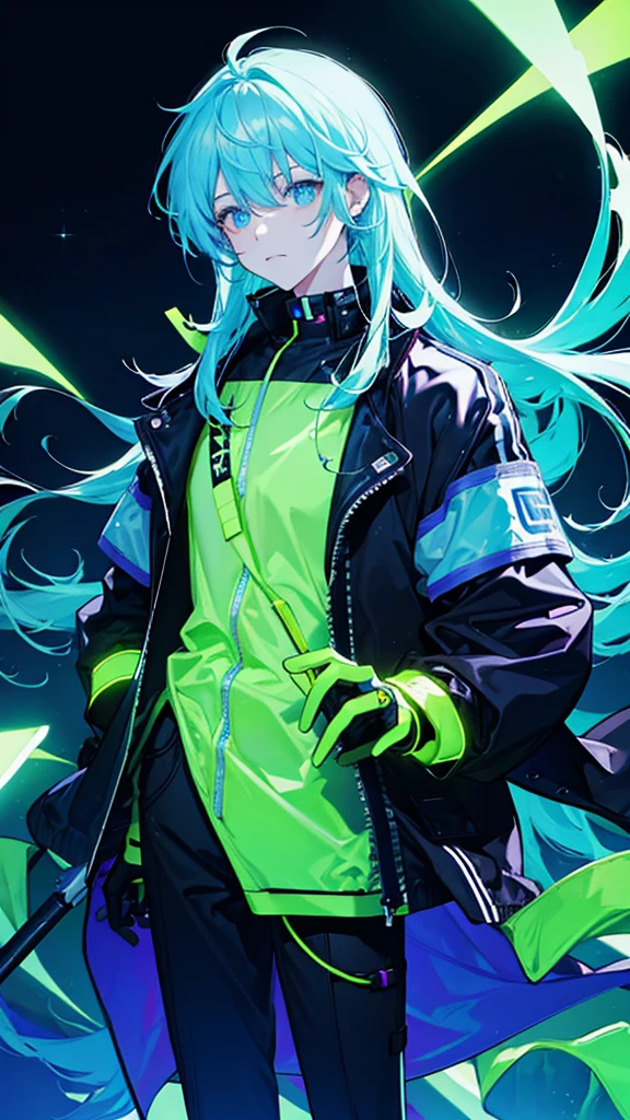 Neon Light,Fluorescent background,Handsome,night