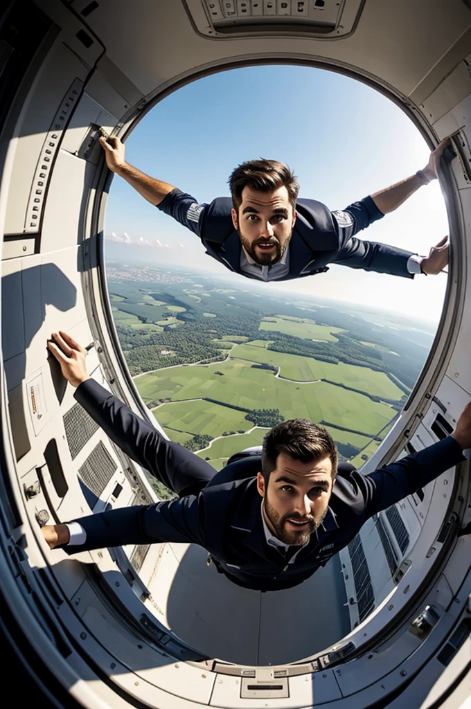 Some guys flying while pooping