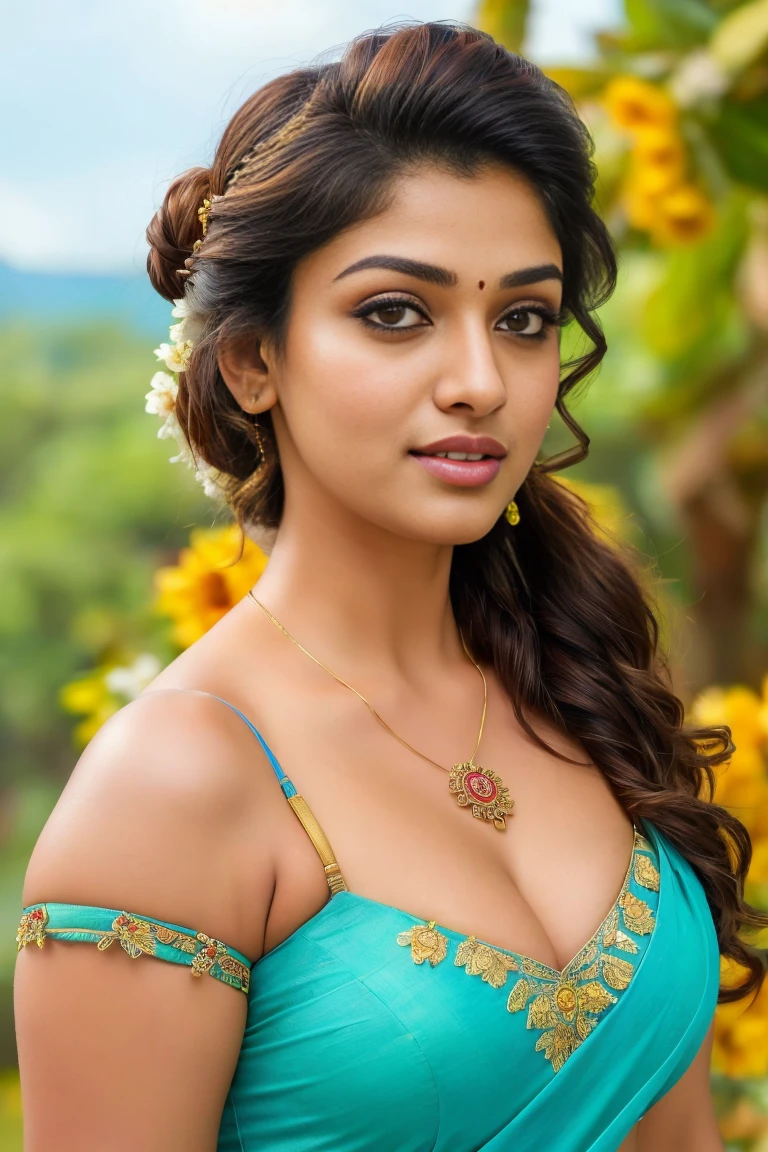 Outdoor image of 21yo in school school photo in school masterpiece, (photorealistic:1.7), best quality, beautiful lighting, Eleanor Latino Woman 20yo Old Big Breasts Plus Size Model random colour beautiful eyes extremely( hair Bun)long extreme curly hair Lifts wearing Indian flowers ethnic elegance princess transparent salwar kameez. Flowers on hair (Persian princess)),off shoulder ,bra, big wearing flower tiara on the head,from top view, selfie, extreme close up photo of curvy Latina indian, hourglass figure, swooping breasts, sexy armpits, seducing on mountains, French braid hair, necklace, sultry, winking at viewer annoyingly, teal pink lace bra and saree, night, (cinematic:1.3), intricate details, (Art Station:1.2),Tamil pretty girl, ultra realistic skin