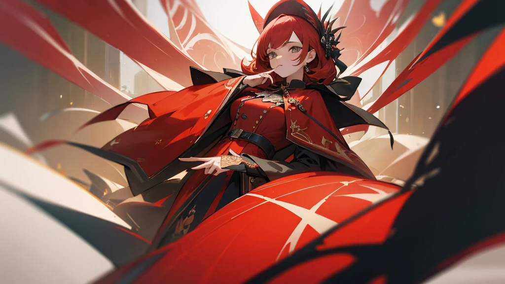highest quality、masterpiece、Girl、Red coat、modern clothing、Lively and popular、rich decoration、Print