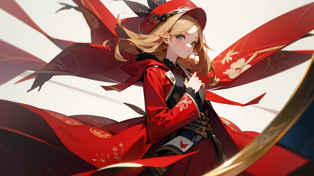 highest quality、masterpiece、Girl、Red coat、modern clothing、Lively and popular、rich decoration、Print