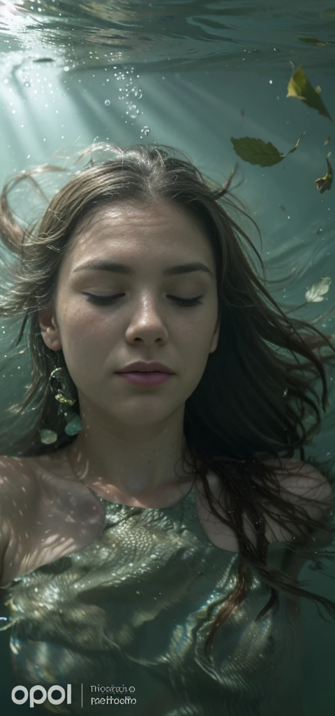 underwater,eyes closed,loose hair,some petals and leaves float on the water surface,
light leaks,many bubbles underwater,
Extremely high-resolution details,photographic,realism pushed to extreme,fine texture,incredibly absurdres,absurdres,masterpiece,Extremely high-resolution details,realism pushed to extreme,fine texture,Hyperrealism style,
