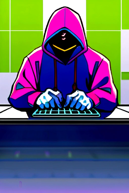 Hacker is sitting on table andtyping code