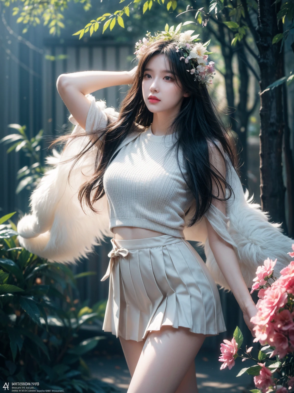 Like a dreamArt tree in a bottle, Fluffy, Practical, photo, Canon, Like a dream, Art, Colorful leaves and branches,High School Students,whole body,Short skirt,,Flowers on the head. hyperdetailed photorealism by greg rutkowski - h 1024 w 804 | f 1 6 Lens mark 2:2 s 3555 mm film grain :1. Realistic high-resolution sharp focus contrast!! intricate detailed atmospheric light refraction lighting unreal engine 5 cinematic concept photography masterpiece octane render trending at cgsociety rendered as