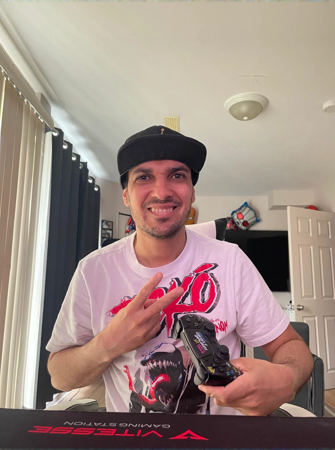 smiling man wearing headphones and a white shirt in a room, Serpentina do Twitch / gamer ludwig, with headphones from ear, profile photo 1024px, wearing a gaming headset, profile picture with headshot, wearing gaming headset, tony khan wearing a headset, H3H3, with headphones from ear, Serpentina do Twitch, 8k selfie photograph, reddit post, I agree with you, professional profile photo
