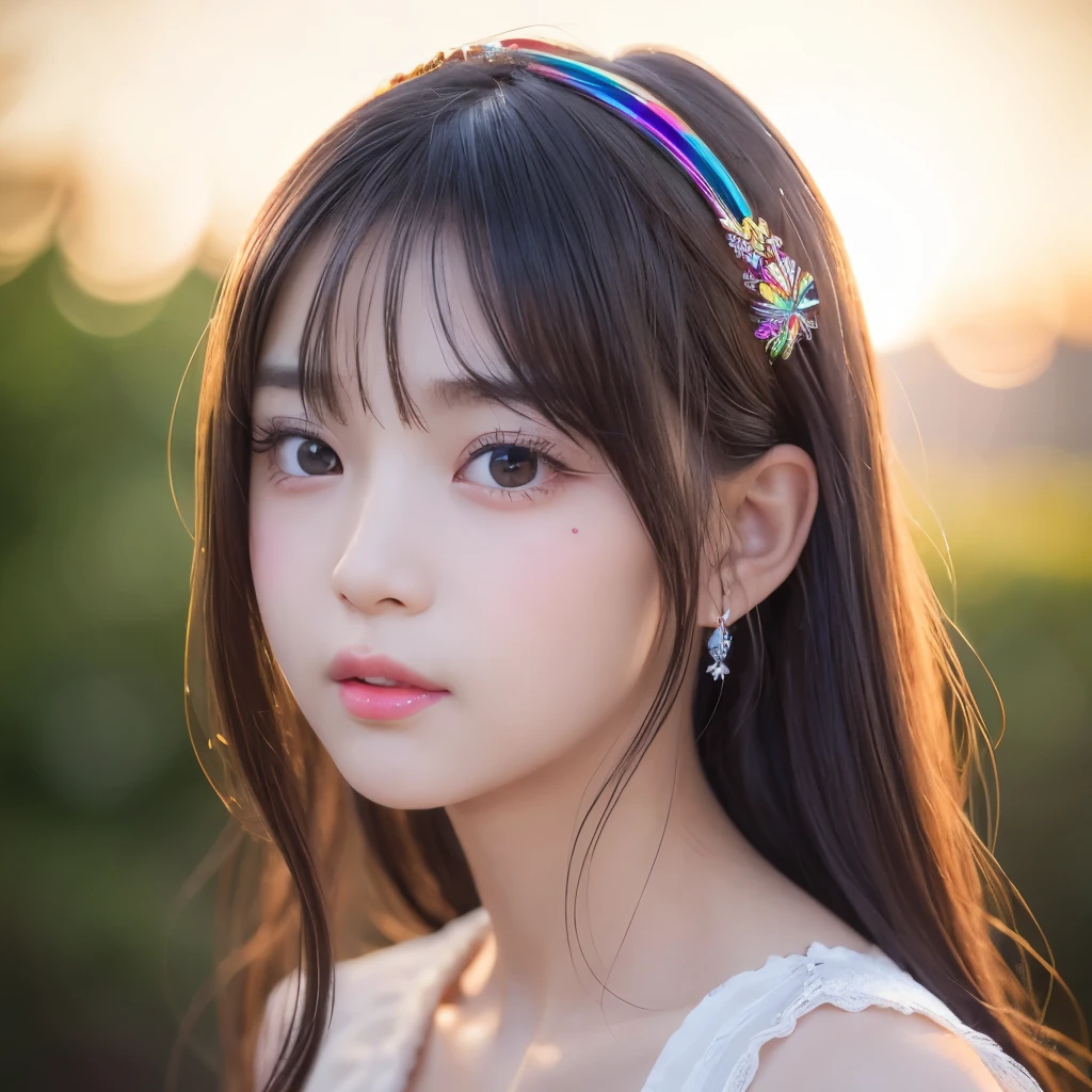NSFW, 8K, High-level, absurD, masterpiece, best quality, primitive, very DetaileD CG, very DetaileD wallpaper, perfect lighting, Extremely DetaileD (((The personifying " Gravure idol photo session " as a Little Girl))), MysticSight, TynDall effect, TynDall scattering, StuDio gray backgrounD with (many Dazzling RainbowColor particles BokeH:1.28), (RounDlyButts, ThighGap), (ExposeD:0.4), (Assfocus with looking aheaD), BREAK (NOGIZAKA face variations) Extremely DetaileD very KAWAII face variations, perfect anatomy, ChilDish, captivating gaze, elaborate DetaileD Eyes with (sparkling highlights:1.28), long eyelashes、Glossy RED Lips with beautiful Details, Coquettish tongue, Rosy cheeks, RaDiant PearlSkin with clear transparency . { (Dynamic LifeLike expressions:1.4) | :D) }, (large eyes:-1) .