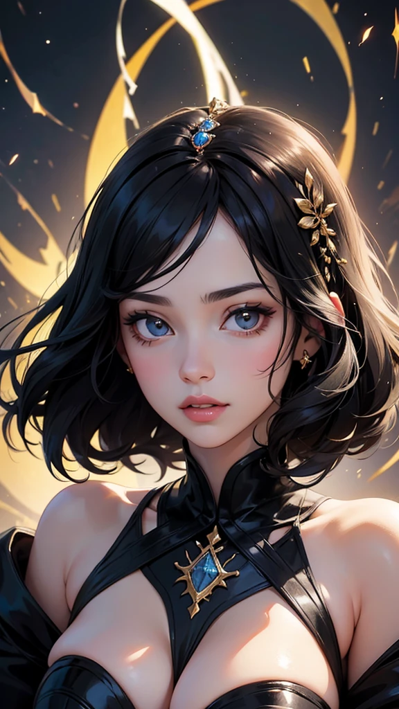 A beautiful black-haired woman transformed into the princess of the Land of Light