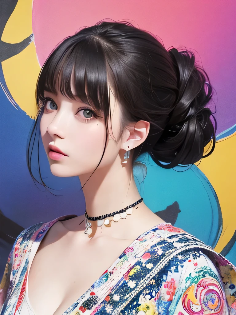 Nice style、(((Stylish fashion))), 8K quality、Intense watercolor, Detailed watercolor art, Watercolor splash, surreal, Avant-garde pop art, Beautiful and expressive paintings, Beautiful artwork illustration, Very colorful tones, wonderful, Cool Beauty, Highest quality、Official Art, vector art, stylish design, (((The most beautiful girl))), (((Highest quality))), High resolution, ((detailed)), (((Doodle Art)), ((masterpiece)), ((Super detailed)), (((stylish))),(((Artistic hairstyle)))