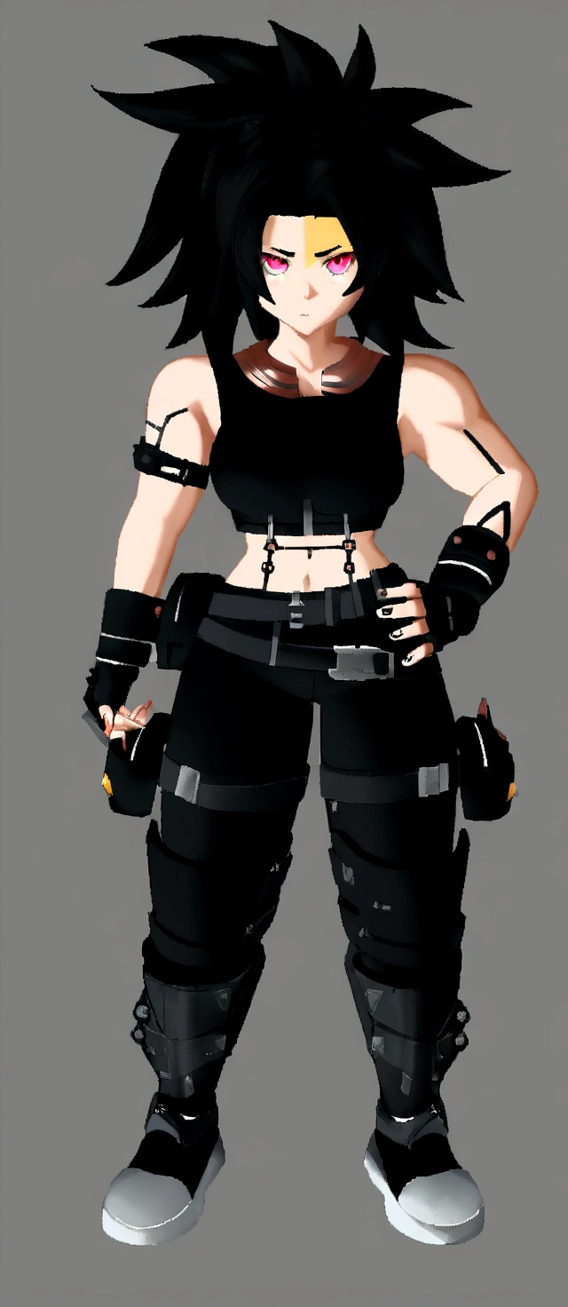 1girl, valkyrie style character, female protagonist 👀 :8, mechanical punk clothing, wearing techwear and armor, full body concept, anime style character, æon flux style mix, in a dark space mercenary outfit, clear clothing design, Tifa, !!full - length portrait!!, aeon flow style