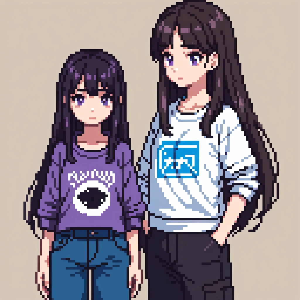 One girl, 20 years old, downtrodden girl, tired girl, confused girl, uncertain posture, long hair, black hair, brown hair. eyes with a transition from blue to purple, dark hair, anime style, 4k image, full figure, modern appearance. all the details are worked out, modern clothes, full-fledged clothes, baggy clothes, cheap clothes, detailed face, lots of details, very detailed, deep, elaborate facial expression, comes from the store, comes with packages