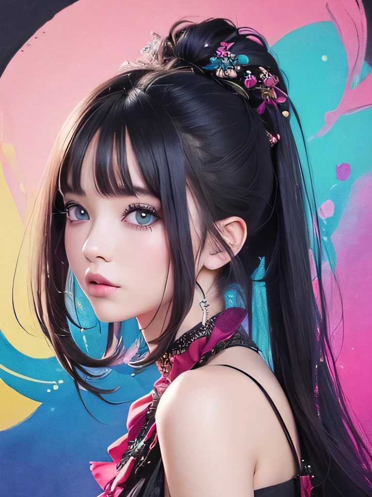 Nice style、(((Stylish fashion))), 8K quality、Intense watercolor, Detailed watercolor art, Watercolor splash, surreal, Avant-garde pop art, Beautiful and expressive paintings, Beautiful artwork illustration, Very colorful tones, wonderful, Cool Beauty, Highest quality、Official Art, vector art, stylish design, (((The most beautiful girl))), (((Highest quality))), High resolution, ((detailed)), (((Doodle Art)), ((masterpiece)), ((Super detailed)), (((stylish))),(((artistic hairstyle)))