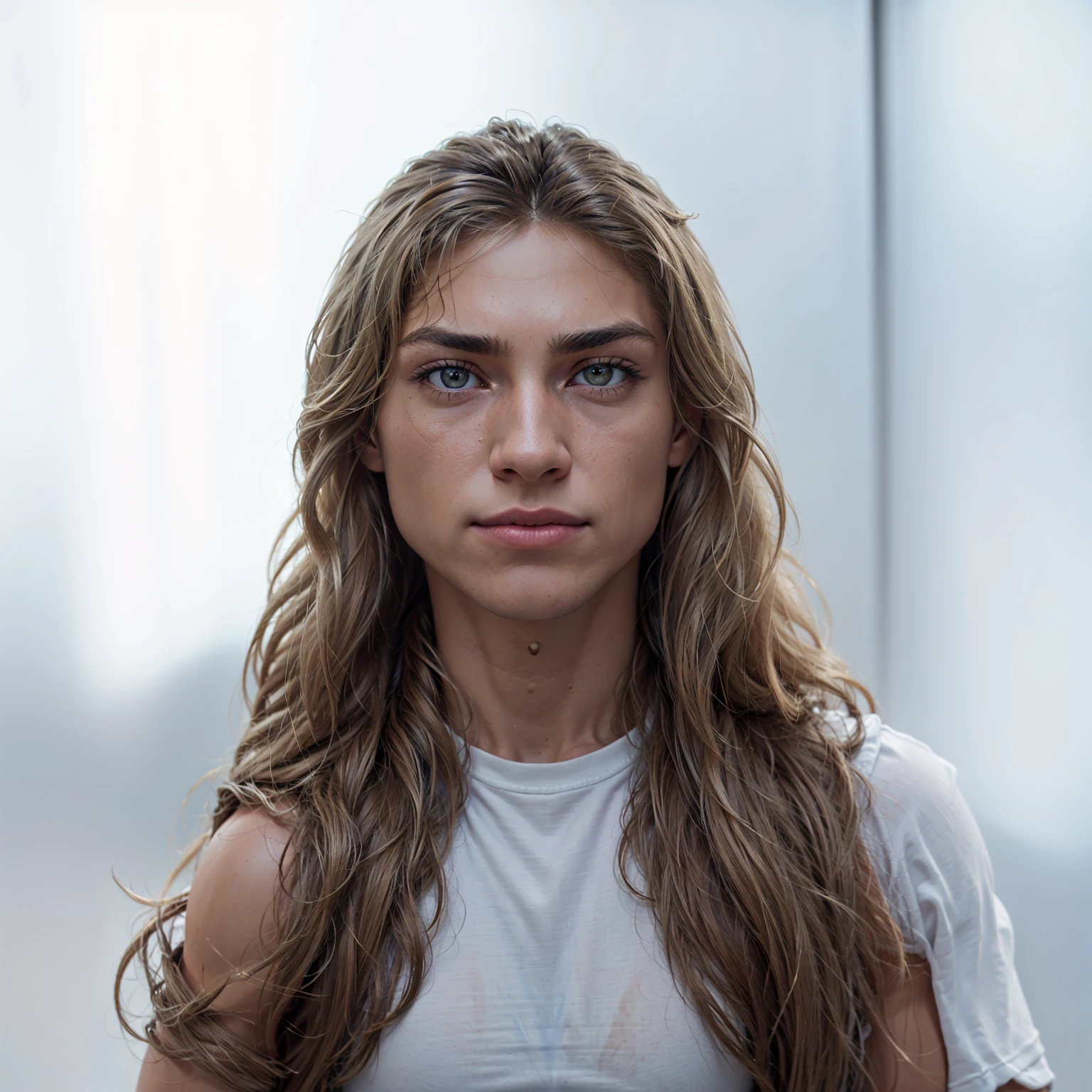 beautiful tan muscular girl, sixpack, ripped abs, veins, biceps, blonde long hair, , sexy, muscular legs, shorts, (best quality,4k,8k,highres,masterpiece:1.2),ultra-detailed,(realistic,photorealistic,photo-realistic:1.37), portrait, concept art, biceps muscle, jeans shorts, sports-bra