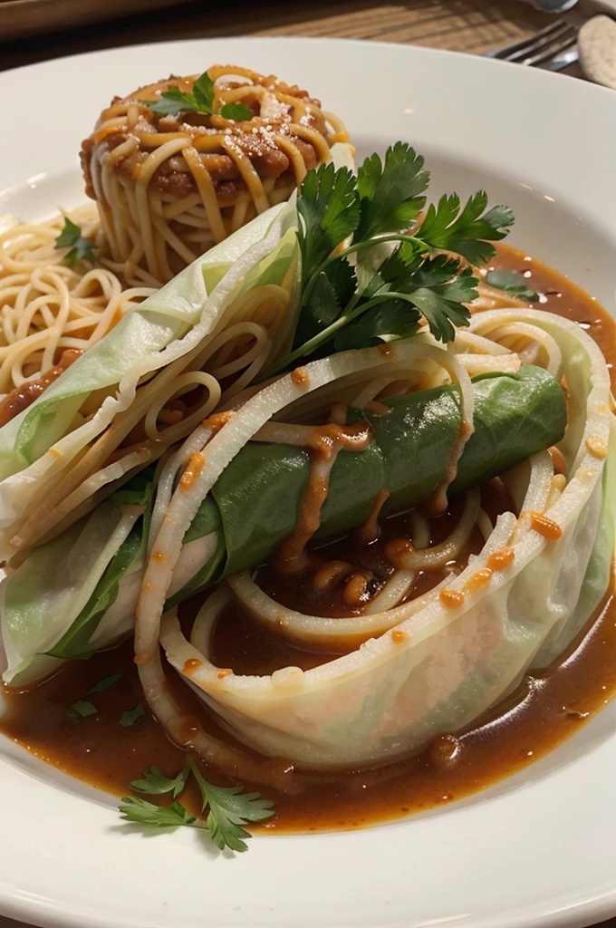 spring roll with spaghetti inside