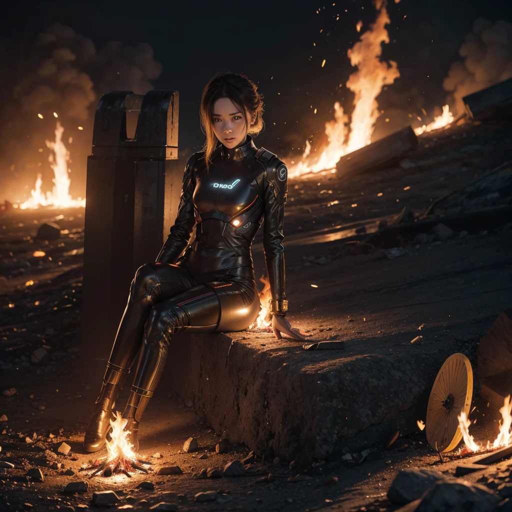 I want an HD image of an Android on fire