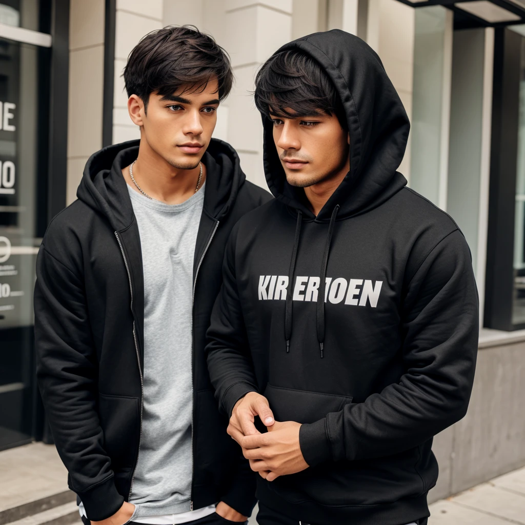 A men wearing balck hoodie