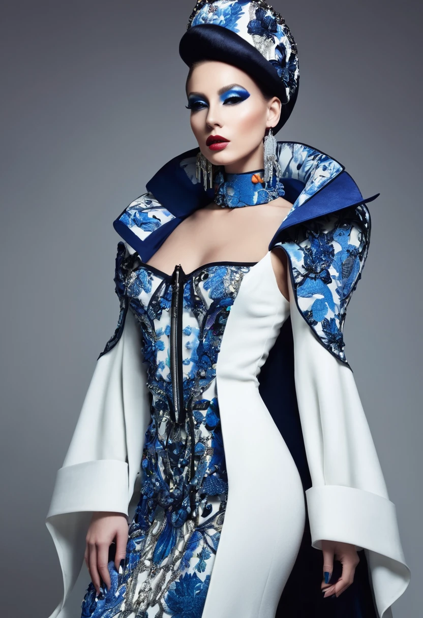 Beautiful sexy woman, beautiful avant garde style, full length , beautiful clothes , accessories