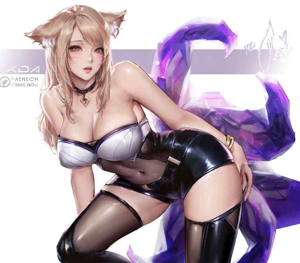anime girl in latex with a cat ears and a bra, seraphine ahri kda, attractive cat girl, ahri, anime catgirl, beautiful anime catgirl, seductive anime girl, cat girl, very beautiful anime cat girl, extremely detailed artgerm, commission for high res, [ 4 k digital art ]!!, catgirl