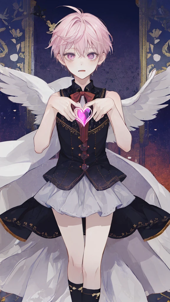 (low quality,worst quality:1.4),extra limbs,missing limb,extra digit,fewer digit,missing digit,missing finger,fused fingers,mutated hands and fingers,1boy,dakimakura,on the bed,short hair,orgasm,heart shaped pupils,long tongue,bare breasts,on back