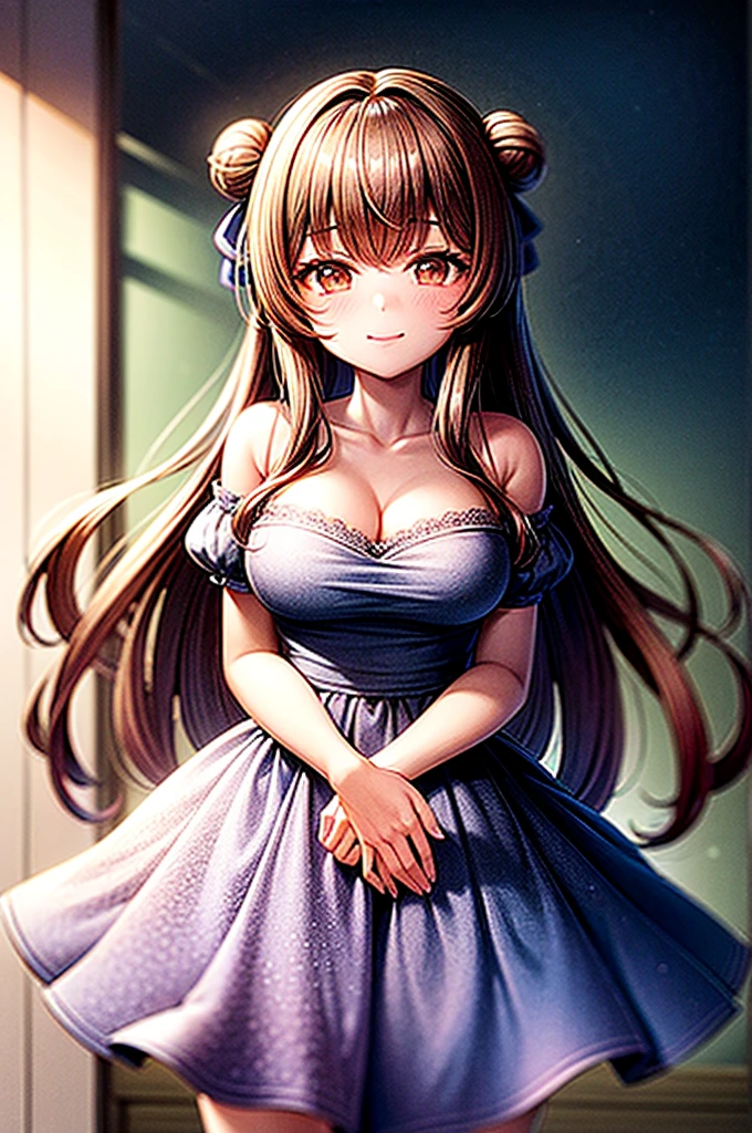 masterpiece, best quality,extremely delicate and beautiful, best quality, masterpiece, extremely detailed CG, {{high quality}},perfect face, {{{space}}}, starry sky,{star},1girl,ray tracing,extremly detailed CG unity 8k wallpaper,dynamic angle,brown hair, long,hair,{{serafuku}},clothes lift,{{high school girl}},{{{striped bra}}},{{{cleavage}}},medium breast,light_blush, smiling, star hair ornament,upper body,
