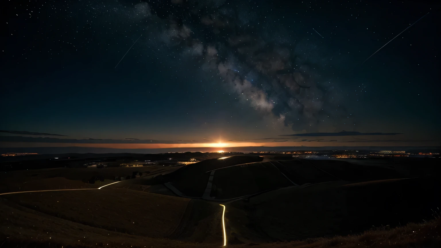 Landscape of the comsic on black background with stars