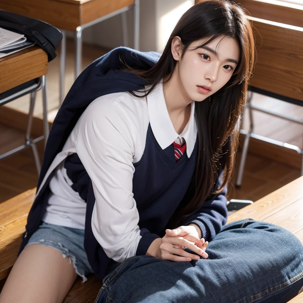 Korean handsome guy，School Prince，Masturbation