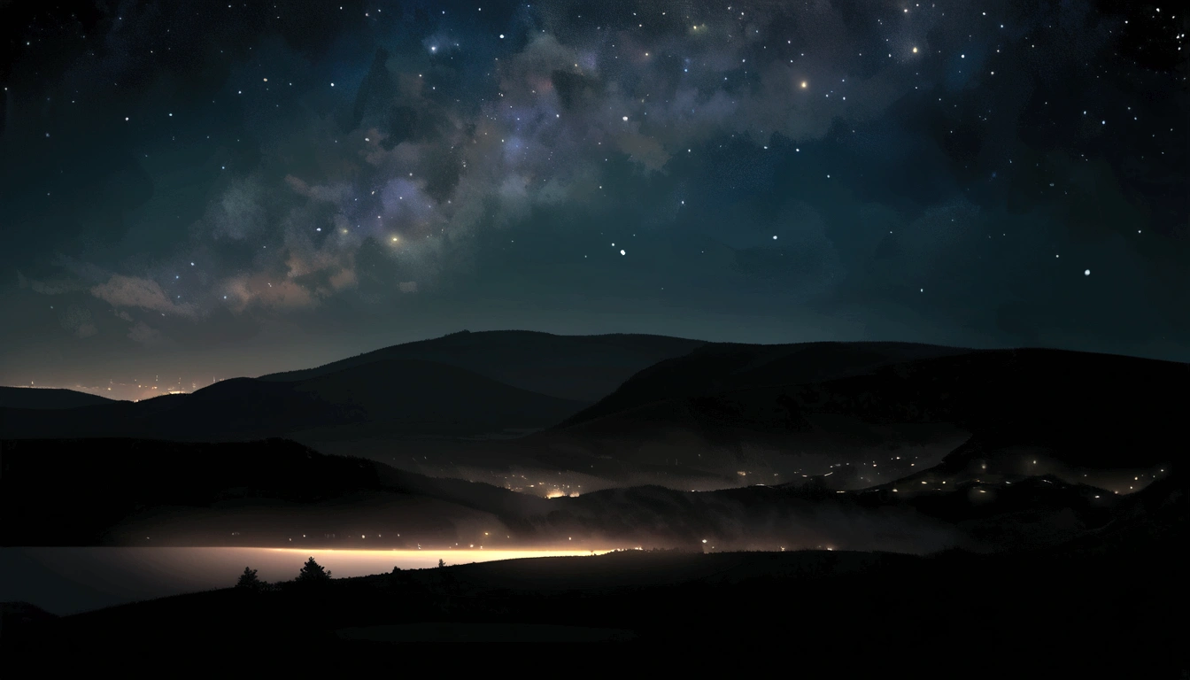 Landscape of the comsic on black background with stars