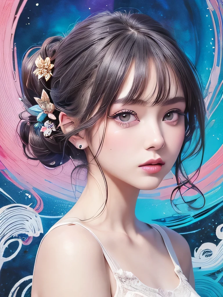 Nice style、(((Stylish fashion))), 8K quality、Intense watercolor, Detailed watercolor art, Watercolor splash, surreal, Avant-garde pop art, Beautiful and expressive paintings, Beautiful artwork illustration, Very colorful tones, wonderful, Cool Beauty, Highest quality、Official Art, vector art, stylish design, (((The most beautiful girl))), (((Highest quality))), High resolution, ((detailed)), (((Doodle Art)), ((masterpiece)), ((Super detailed)), (((stylish))),(((artistic hairstyle)))(((Description of the whole body)))