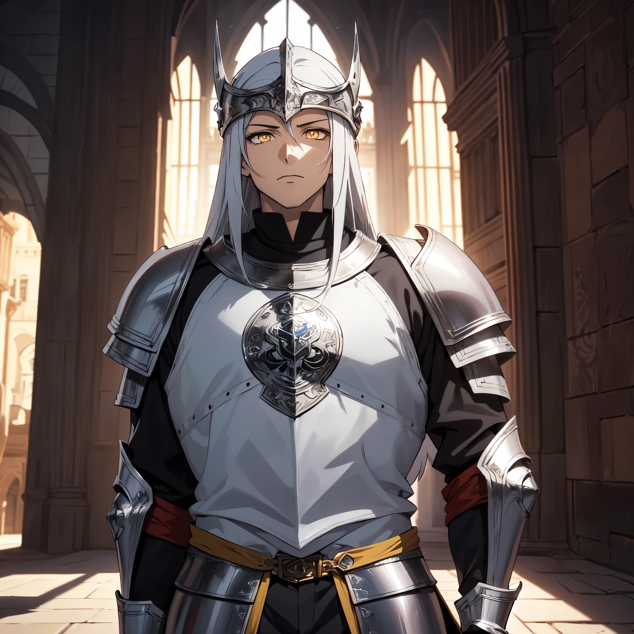 outdoors, ruins,
1boy, male focus, armor, blonde hair, yellow eyes, long hair, 1boy, full armor,  breastplate, male focus, blood, solo focus, knight, portrait, angry, smiling
, ((masterpiece))
<lora:western_animation_style:1>