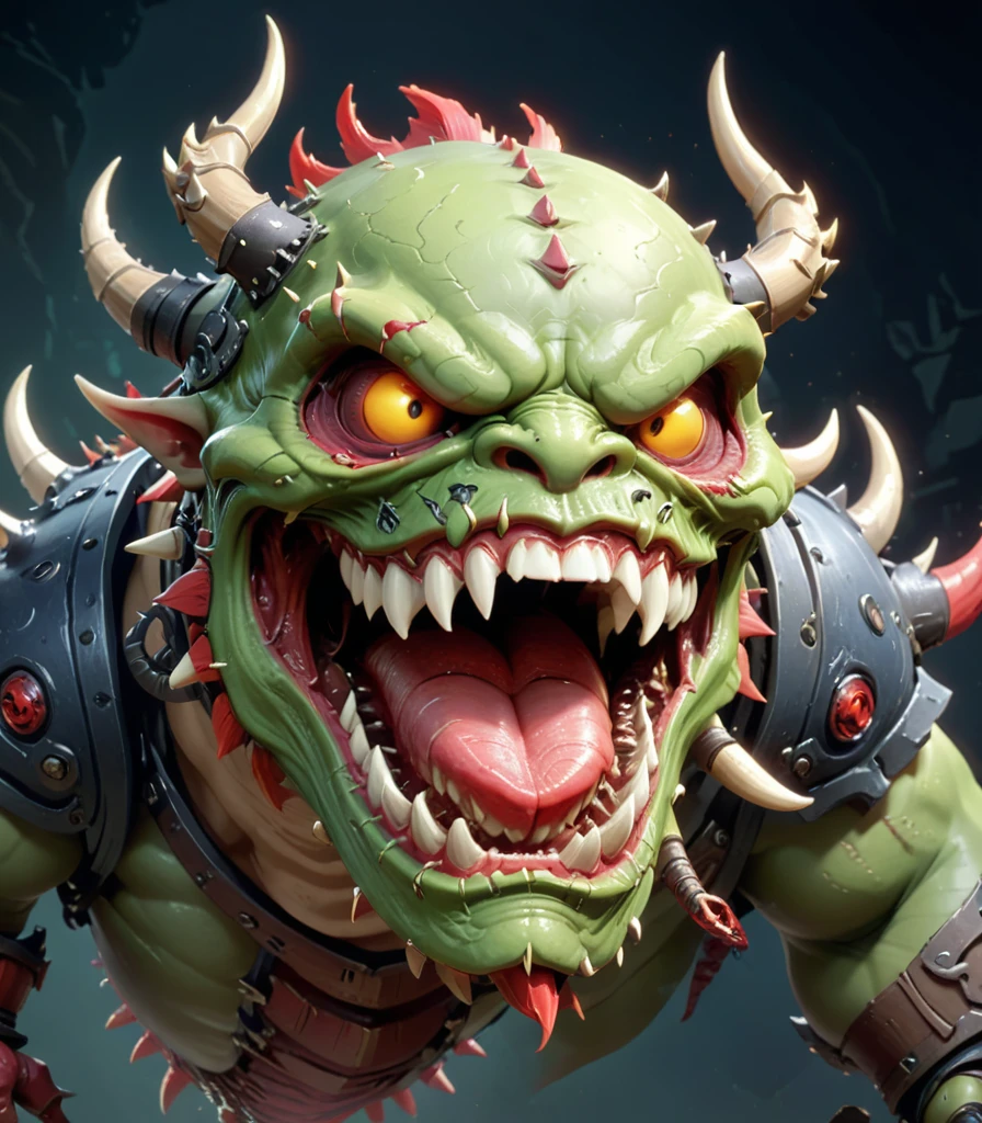 有一张Big mouth和一条大红舌头, Rich details at the back of the mouth, Detailed mouth, Worm mouth, Big mouth，There are teeth, Biomechanical opening of the mouth during chewing, Dragon's mouth, Artifact dota2, Big mouth, Fierce Mask, Pudge from dota 2, Big metal chin, Bug round mouth, Spiked war machine skull, Polycount contest winner
